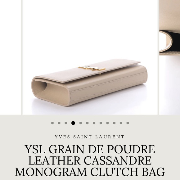 Yves Saint Laurent Beige Leather Monogram Clutch, New, Never Used. - Picture 3 of 10